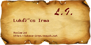 Lukács Irma névjegykártya