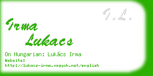 irma lukacs business card